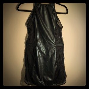 FREDERICKS OF HOLLYWOOD BLACK FAUX LEATHER CHEMISE